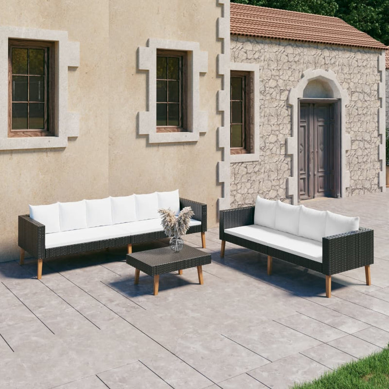 3 Piece Garden Lounge Set with Cushions Poly Rattan Black Payday Deals