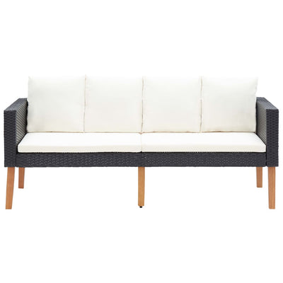 3 Piece Garden Lounge Set with Cushions Poly Rattan Black Payday Deals