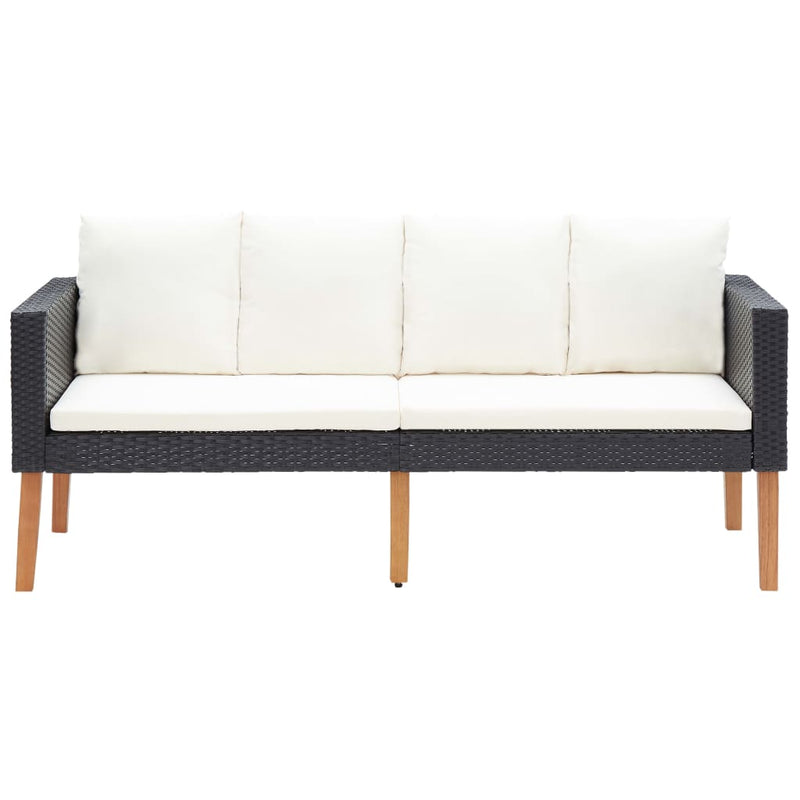 3 Piece Garden Lounge Set with Cushions Poly Rattan Black Payday Deals