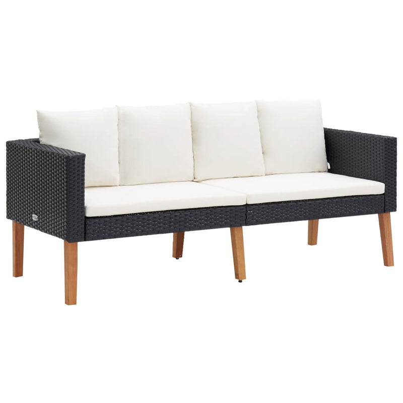 3 Piece Garden Lounge Set with Cushions Poly Rattan Black Payday Deals