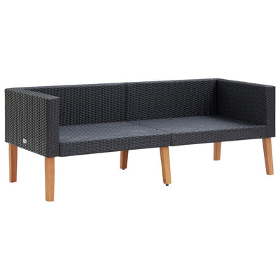 3 Piece Garden Lounge Set with Cushions Poly Rattan Black Payday Deals