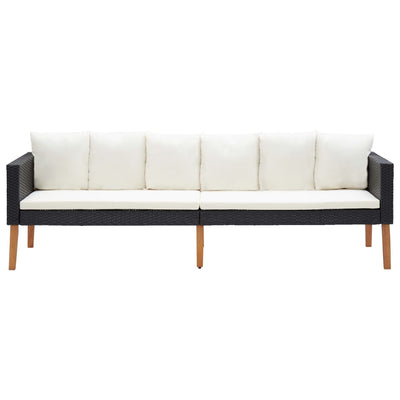 3 Piece Garden Lounge Set with Cushions Poly Rattan Black Payday Deals