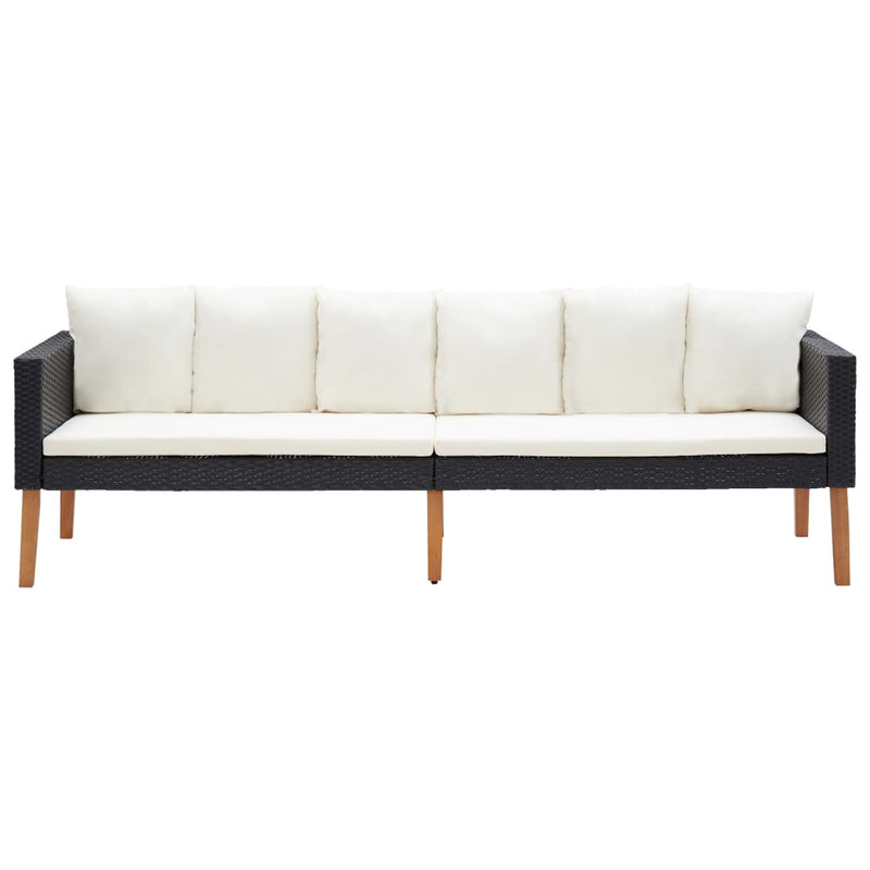3 Piece Garden Lounge Set with Cushions Poly Rattan Black Payday Deals