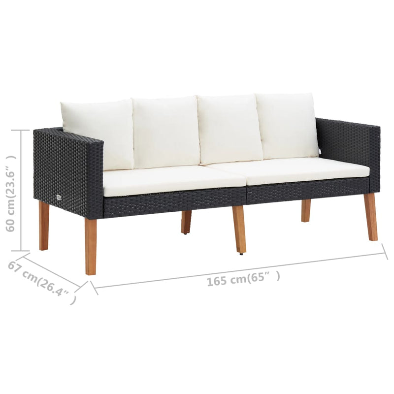 3 Piece Garden Lounge Set with Cushions Poly Rattan Black Payday Deals