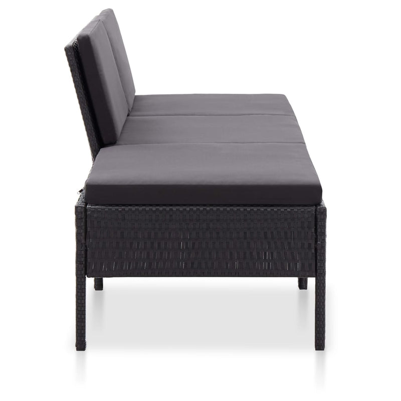 3 Piece Garden Lounge Set with Cushions Poly Rattan Black Payday Deals