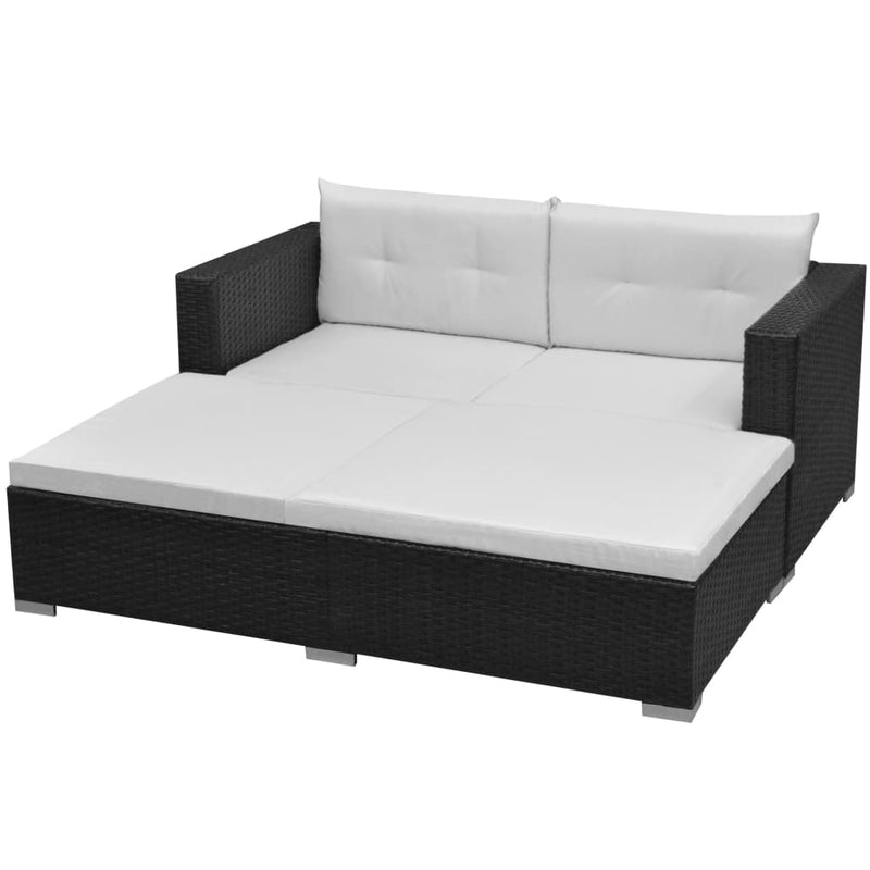 3 Piece Garden Lounge Set with Cushions Poly Rattan Black Payday Deals