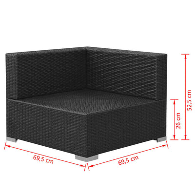 3 Piece Garden Lounge Set with Cushions Poly Rattan Black Payday Deals