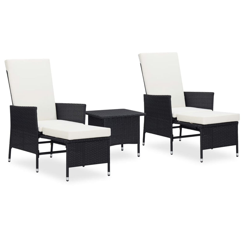 3 Piece Garden Lounge Set with Cushions Poly Rattan Black Payday Deals