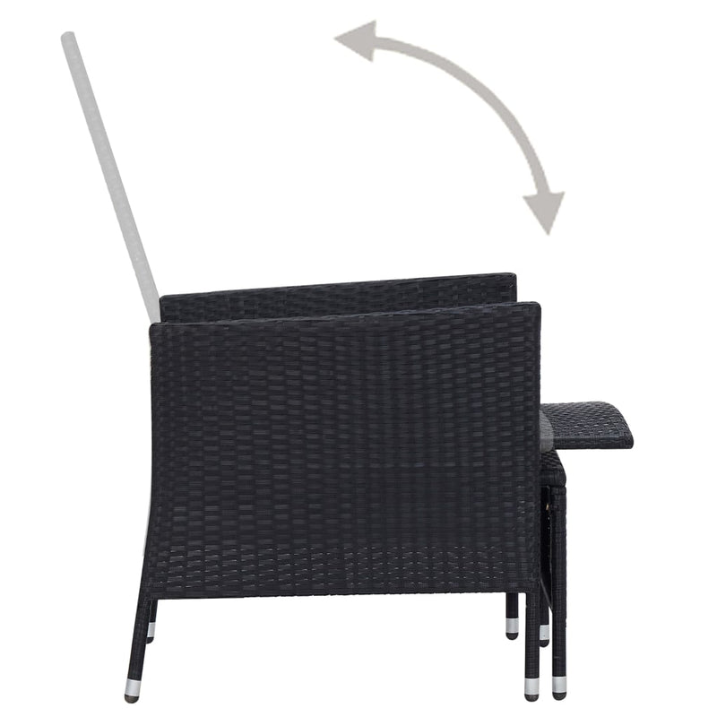 3 Piece Garden Lounge Set with Cushions Poly Rattan Black Payday Deals