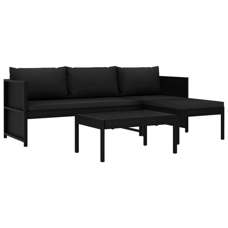 3 Piece Garden Lounge Set with Cushions Poly Rattan Black Payday Deals