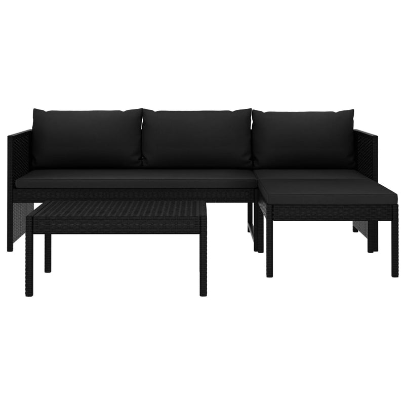 3 Piece Garden Lounge Set with Cushions Poly Rattan Black Payday Deals
