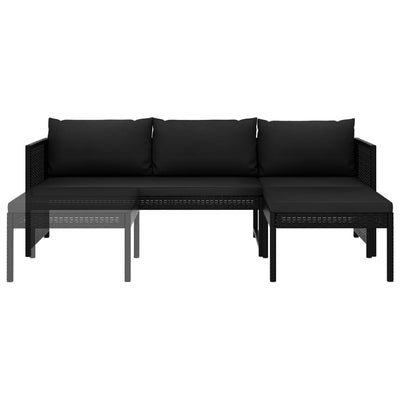 3 Piece Garden Lounge Set with Cushions Poly Rattan Black Payday Deals