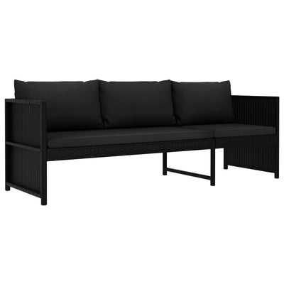 3 Piece Garden Lounge Set with Cushions Poly Rattan Black Payday Deals