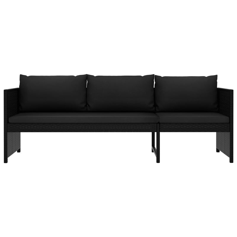 3 Piece Garden Lounge Set with Cushions Poly Rattan Black Payday Deals