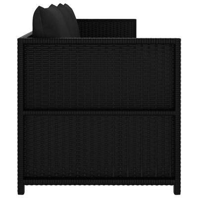 3 Piece Garden Lounge Set with Cushions Poly Rattan Black Payday Deals