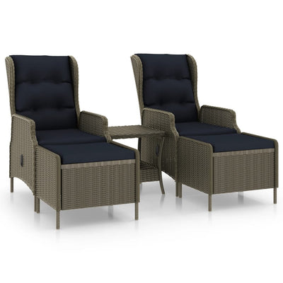 3 Piece Garden Lounge Set with Cushions Poly Rattan Brown Payday Deals