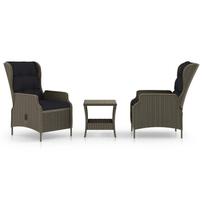 3 Piece Garden Lounge Set with Cushions Poly Rattan Brown Payday Deals