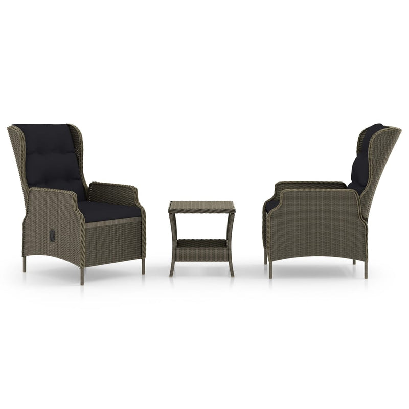 3 Piece Garden Lounge Set with Cushions Poly Rattan Brown Payday Deals