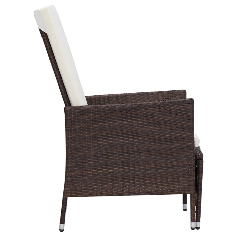 3 Piece Garden Lounge Set with Cushions Poly Rattan Brown Payday Deals