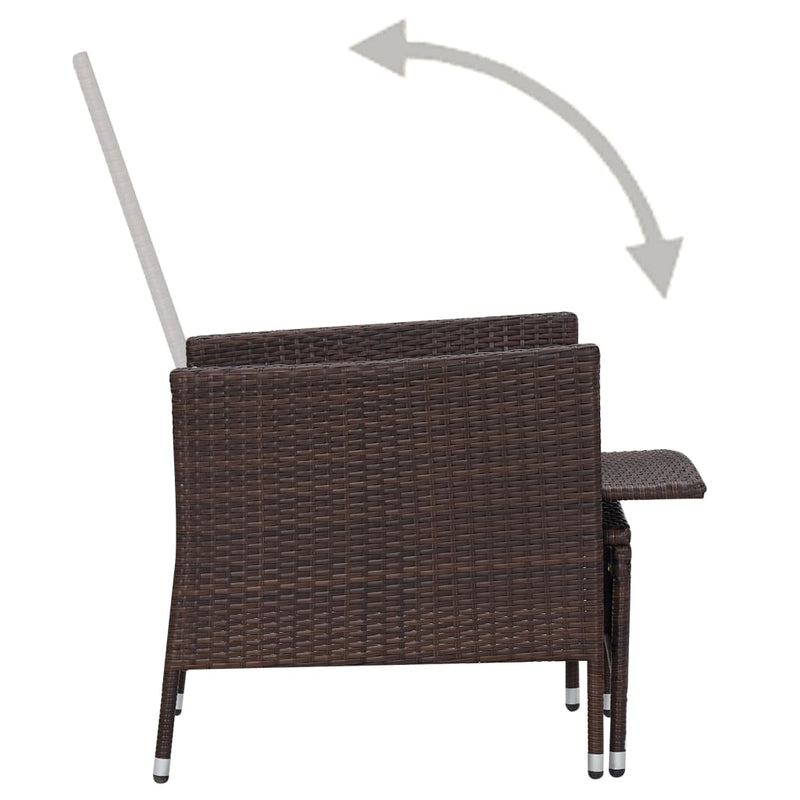 3 Piece Garden Lounge Set with Cushions Poly Rattan Brown Payday Deals