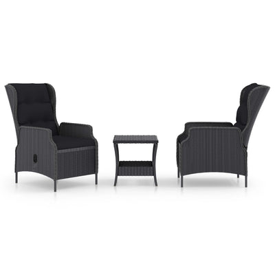 3 Piece Garden Lounge Set with Cushions Poly Rattan Dark Grey Payday Deals