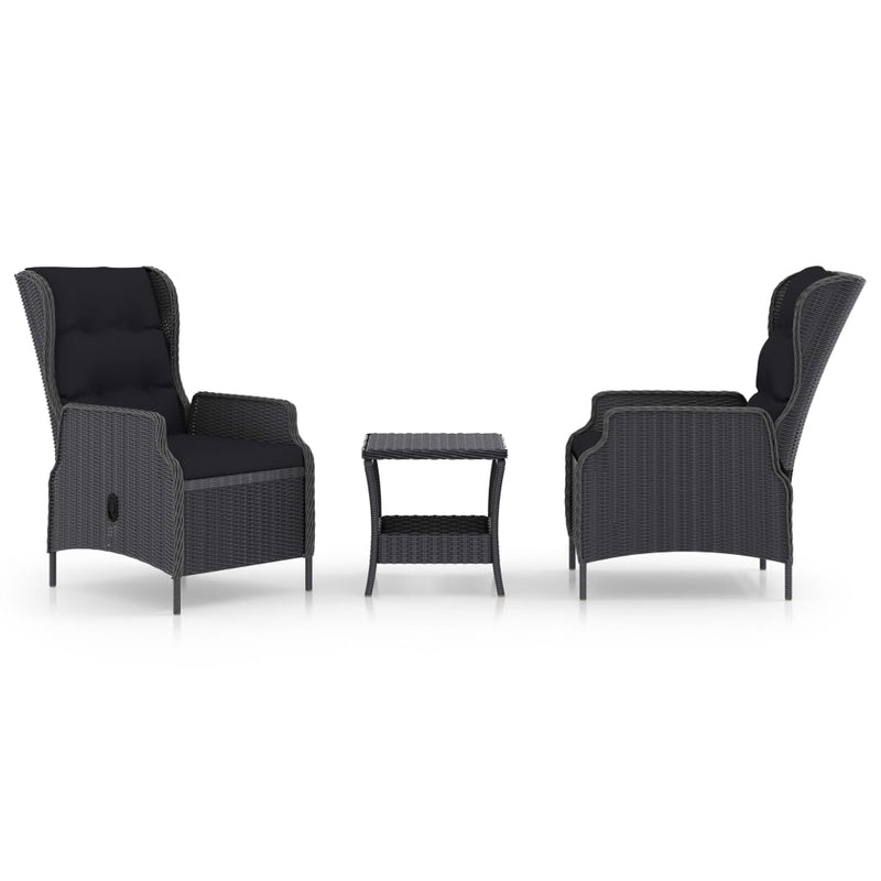 3 Piece Garden Lounge Set with Cushions Poly Rattan Dark Grey Payday Deals