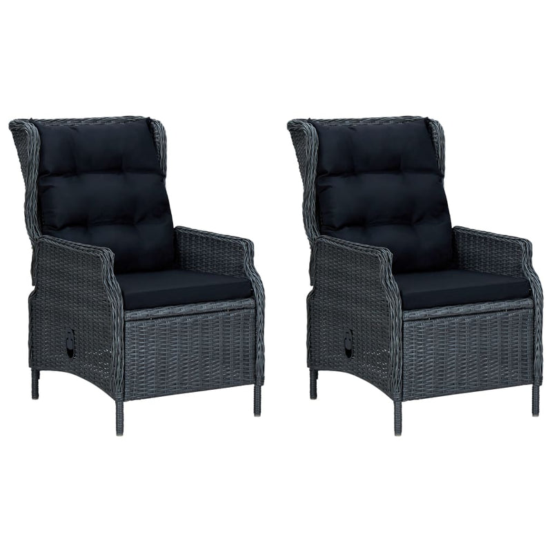 3 Piece Garden Lounge Set with Cushions Poly Rattan Dark Grey Payday Deals