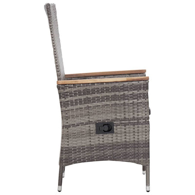 3 Piece Garden Lounge Set with Cushions Poly Rattan Grey Payday Deals