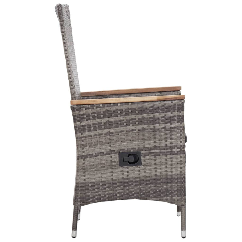 3 Piece Garden Lounge Set with Cushions Poly Rattan Grey Payday Deals