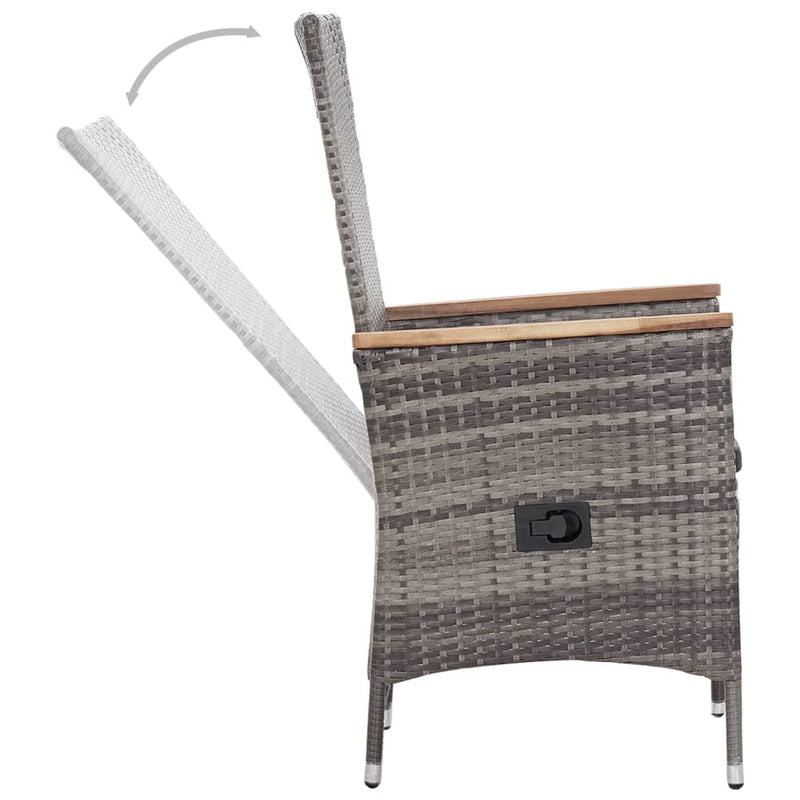 3 Piece Garden Lounge Set with Cushions Poly Rattan Grey Payday Deals