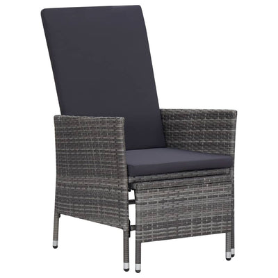 3 Piece Garden Lounge Set with Cushions Poly Rattan Grey Payday Deals