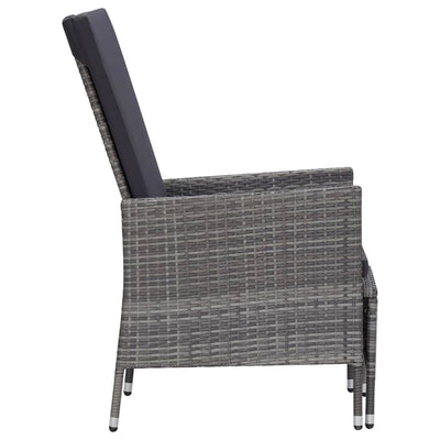 3 Piece Garden Lounge Set with Cushions Poly Rattan Grey Payday Deals