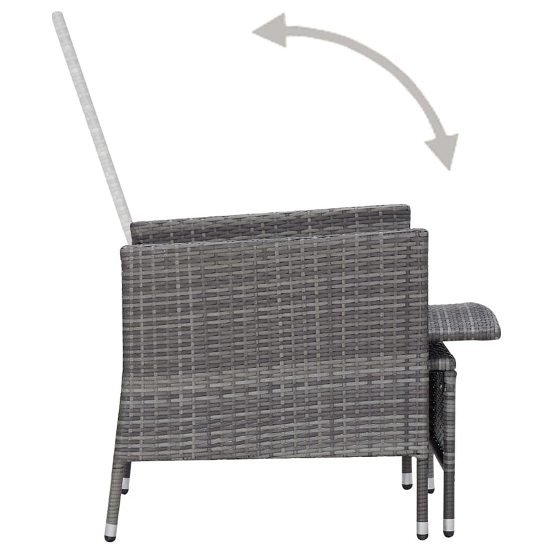 3 Piece Garden Lounge Set with Cushions Poly Rattan Grey Payday Deals