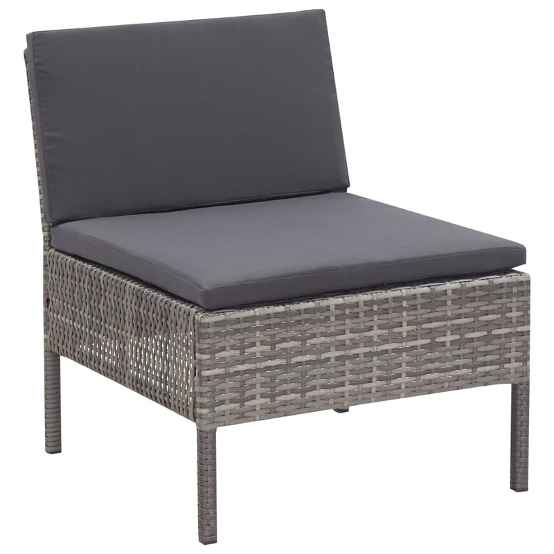 3 Piece Garden Lounge Set with Cushions Poly Rattan Grey Payday Deals