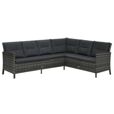 3 Piece Garden Lounge Set with Cushions Poly Rattan Grey Payday Deals