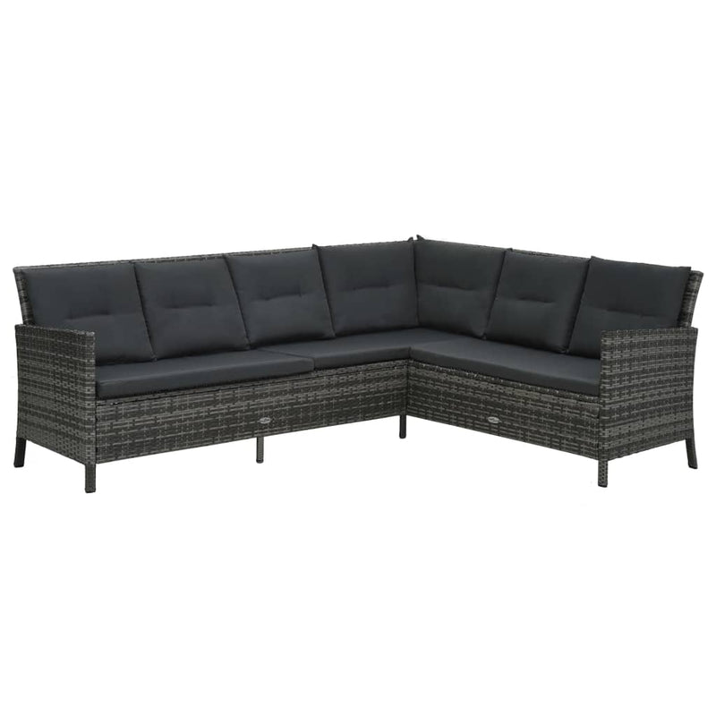 3 Piece Garden Lounge Set with Cushions Poly Rattan Grey Payday Deals
