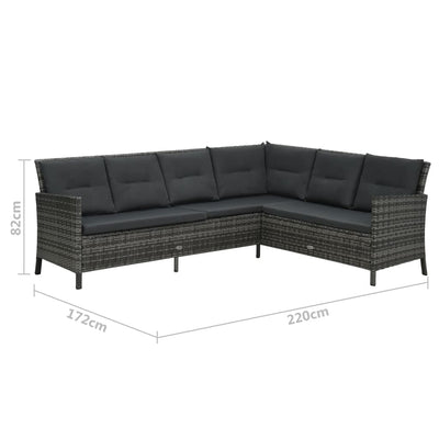 3 Piece Garden Lounge Set with Cushions Poly Rattan Grey Payday Deals