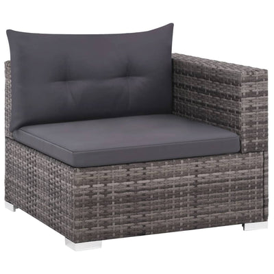 3 Piece Garden Lounge Set with Cushions Poly Rattan Grey Payday Deals