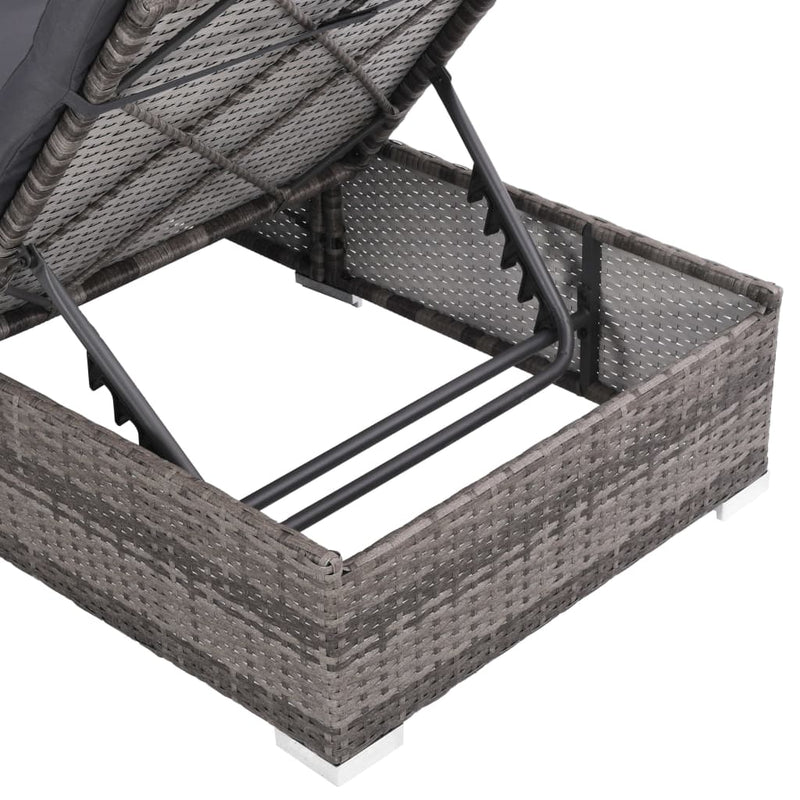 3 Piece Garden Lounge Set with Cushions Poly Rattan Grey Payday Deals