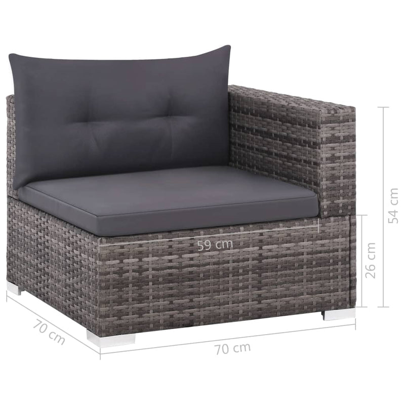 3 Piece Garden Lounge Set with Cushions Poly Rattan Grey Payday Deals
