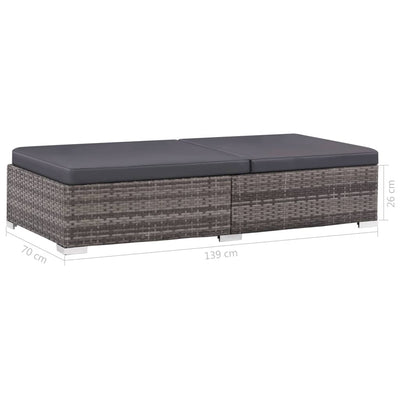 3 Piece Garden Lounge Set with Cushions Poly Rattan Grey Payday Deals
