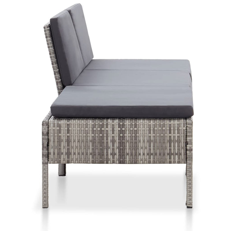 3 Piece Garden Lounge Set with Cushions Poly Rattan Grey Payday Deals