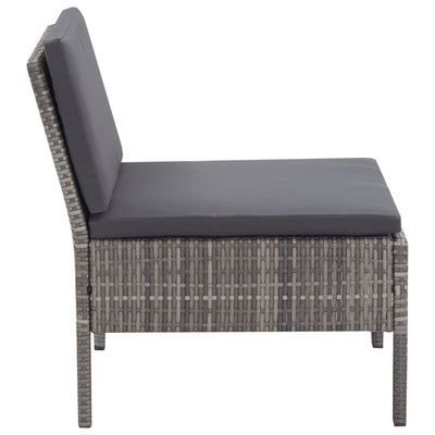 3 Piece Garden Lounge Set with Cushions Poly Rattan Grey Payday Deals