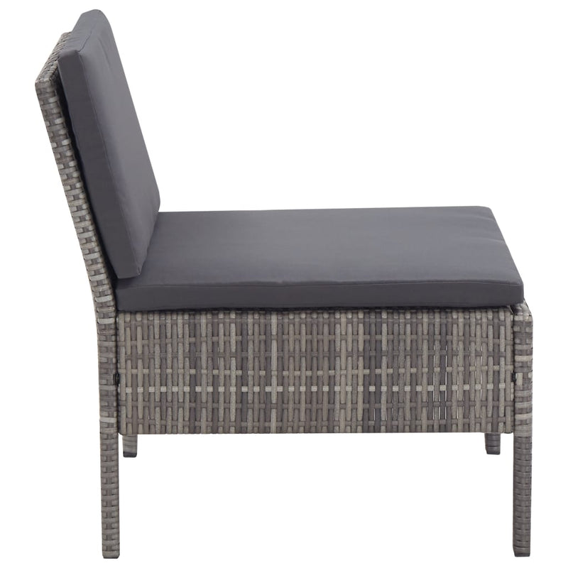 3 Piece Garden Lounge Set with Cushions Poly Rattan Grey Payday Deals