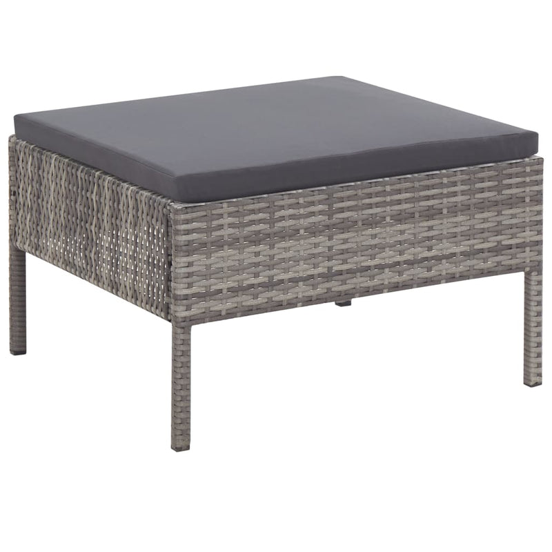 3 Piece Garden Lounge Set with Cushions Poly Rattan Grey Payday Deals