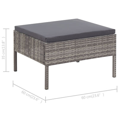 3 Piece Garden Lounge Set with Cushions Poly Rattan Grey Payday Deals