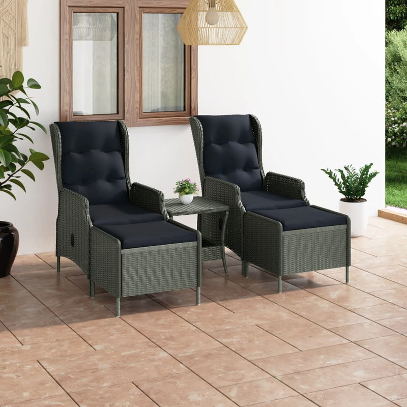 3 Piece Garden Lounge Set with Cushions Poly Rattan Light Grey Payday Deals