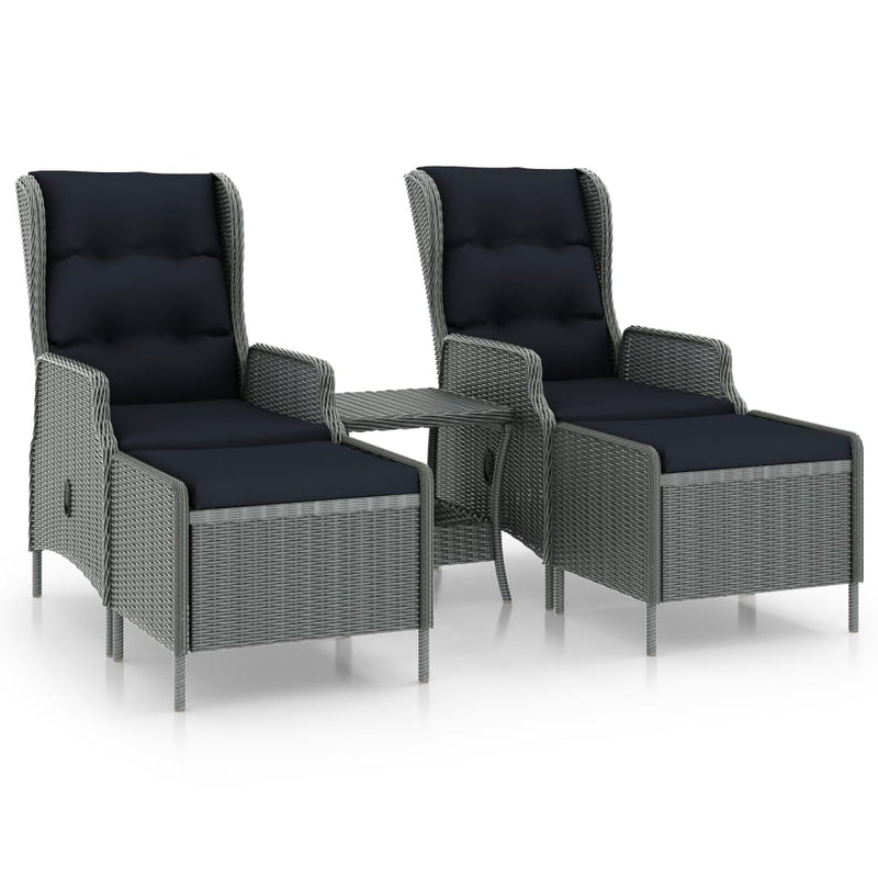 3 Piece Garden Lounge Set with Cushions Poly Rattan Light Grey Payday Deals