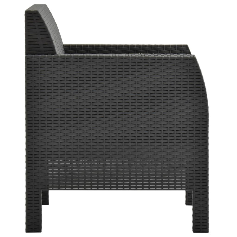 3 Piece Garden Lounge Set with Cushions PP Rattan Anthracite Payday Deals