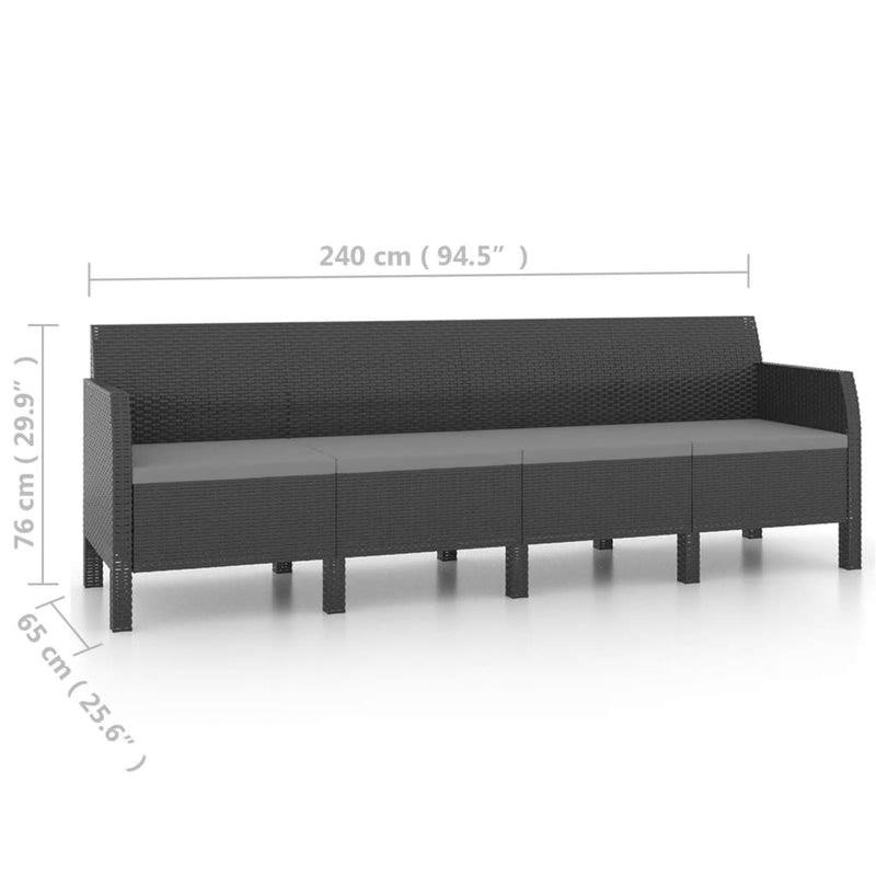 3 Piece Garden Lounge Set with Cushions PP Rattan Anthracite Payday Deals